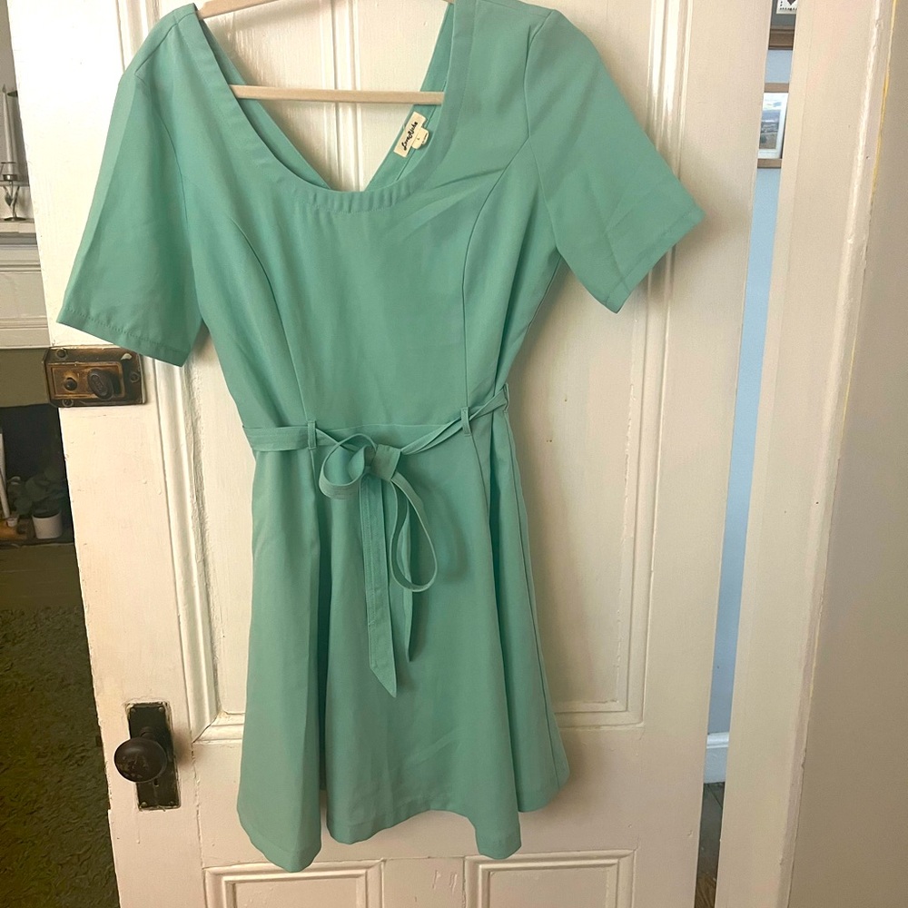 Mint Green Fit and Flare Tie Back Dress